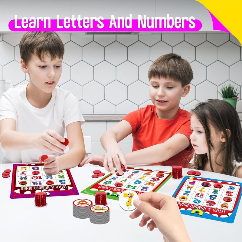 SpriteGru Monster Theme Bingo Game, Uppercase Letters & Numbers Learning, Alphabet ABC and 123 Bingo Board Game for Kids, Preschoolers, Perfect for Classroom & at Home (Up to 12 Players) - Image 5